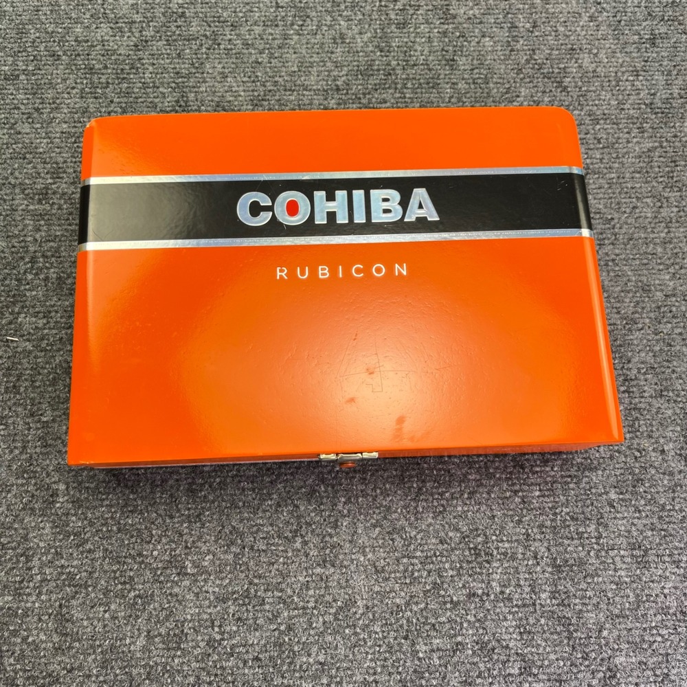 Cohiba Rubicon Cigar Box Orange Wood Metal Latch Storage Case 06126-COHR